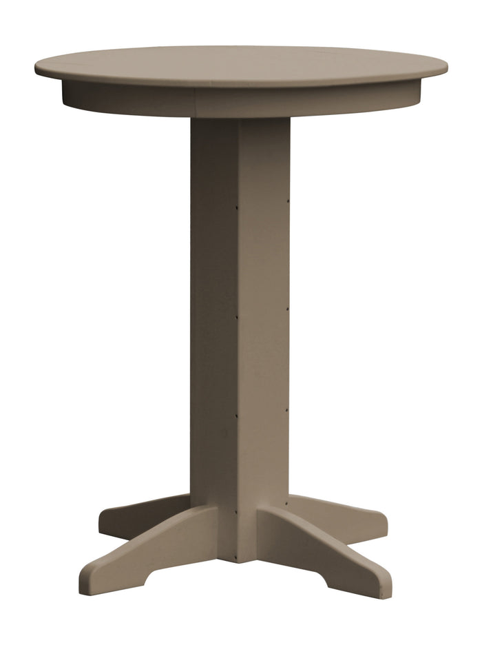 A&L Furniture Recycled Plastic 33" Round Bar Table - Weatheredwood
