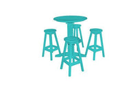 A&L Furniture Recycled Plastic Round 5 Piece  Pub Set - Aruba Blue