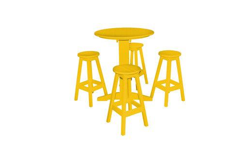 A&L Furniture Recycled Plastic Round 5 Piece  Pub Set - Lemon Yellow