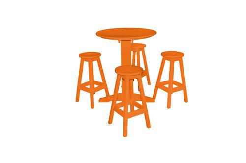 A&L Furniture Recycled Plastic Round 5 Piece  Pub Set - Orange