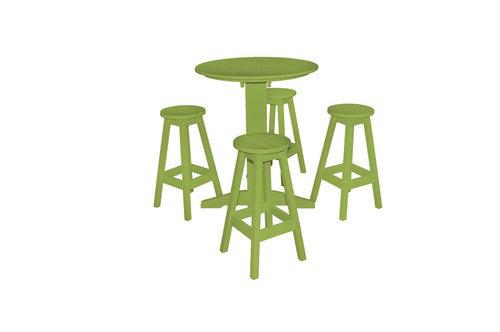 A&L Furniture Recycled Plastic Round 5 Piece  Pub Set - Tropical Lime