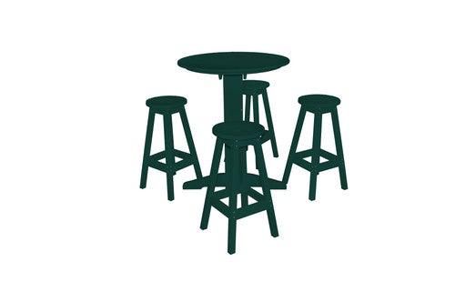 A&L Furniture Recycled Plastic Round 5 Piece  Pub Set - Turf Green