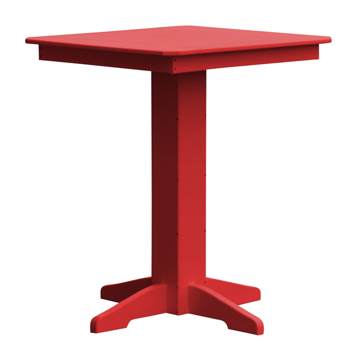 A&L Furniture Recycled Plastic 33" Square Bar Table - Bright Red