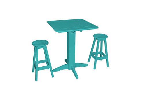 A&L Furniture Recycled Plastic Square 3 Piece Pub Set - Aruba Blue