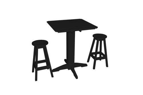 A&L Furniture Recycled Plastic Square 3 Piece Pub Set - Black