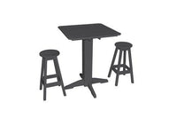 A&L Furniture Recycled Plastic Square 3 Piece Pub Set - Dark Gray