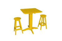 A&L Furniture Recycled Plastic Square 3 Piece Pub Set - Lemon Yellow