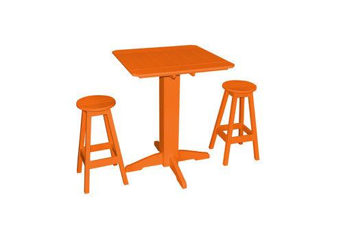 A&L Furniture Recycled Plastic Square 3 Piece Pub Set - Orange