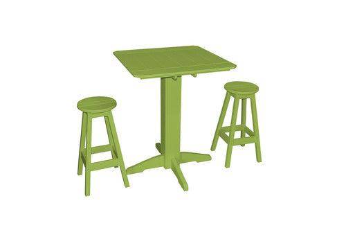 A&L Furniture Recycled Plastic Square 3 Piece Pub Set - Tropical Lime