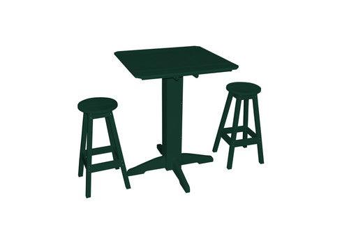 A&L Furniture Recycled Plastic Square 3 Piece Pub Set - Turf Green