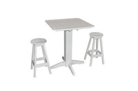 A&L Furniture Recycled Plastic Square 3 Piece Pub Set - White