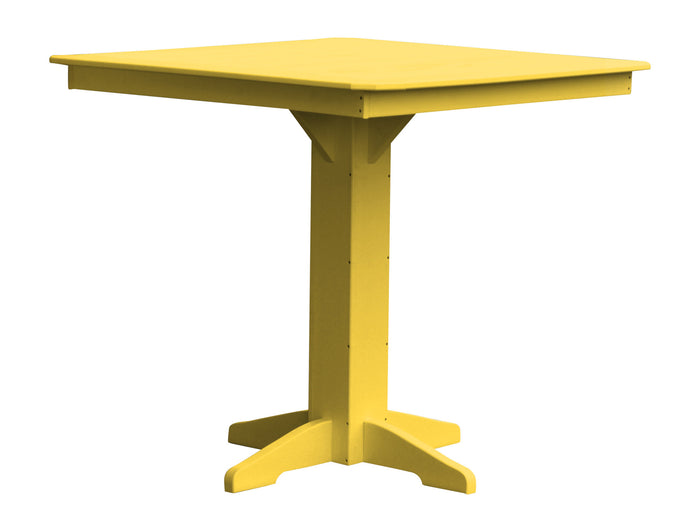 A&L Furniture Recycled Plastic 44" Square Bar Table - Lemon Yellow