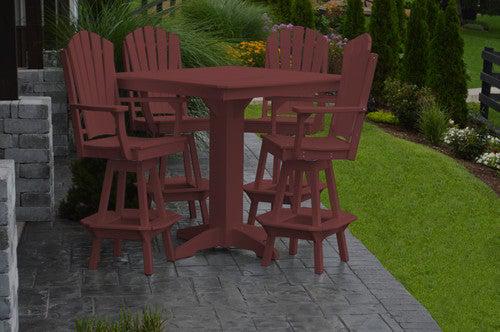 A&L Furniture Recycled Plastic 44in Square Bar Height Table with Adirondack Swivel Bar Chairs 5 Piece Set - Cherrywood