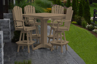 A&L Furniture Recycled Plastic 5 Piece Bar Height Square Table Set - Weatheredwood