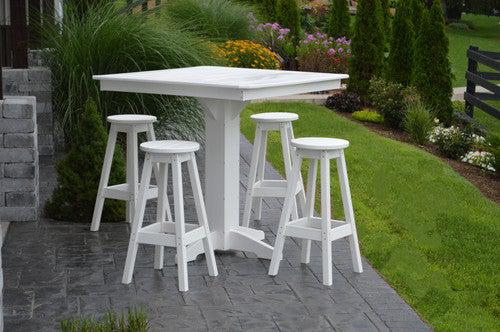 A&L Furniture Recycled Plastic 44in Square Bar Height Table with Bar Stools 5 Piece Set - White