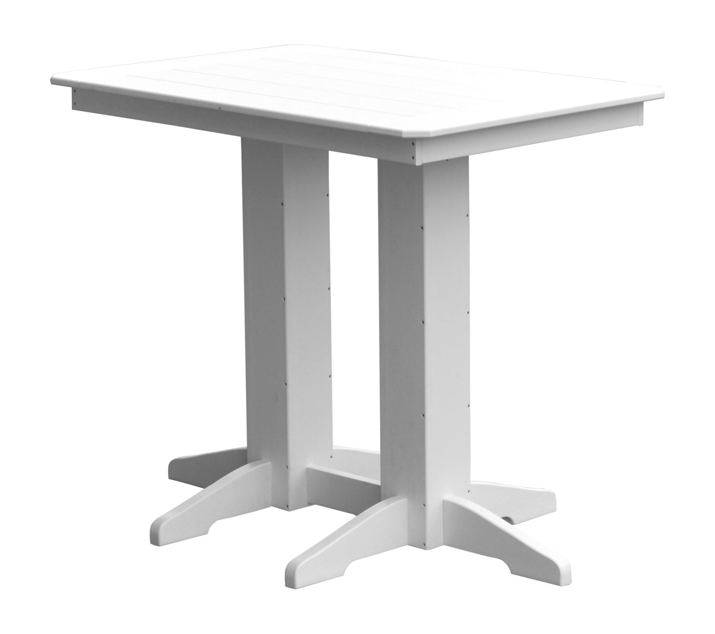 A&L Furniture Recycled Plastic 48" x 33"  Bar Table - White