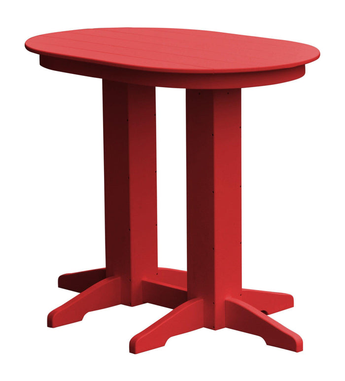 A&L Furniture Recycled Plastic 4' Oval Bar Table - Bright Red