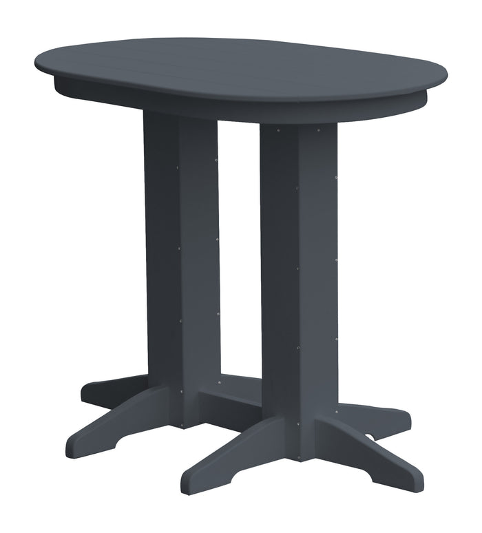 A&L Furniture Recycled Plastic 4' Oval Bar Table - Dark Gray