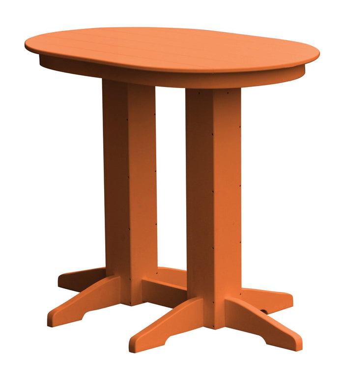 A&L Furniture Recycled Plastic 4' Oval Bar Table - Orange