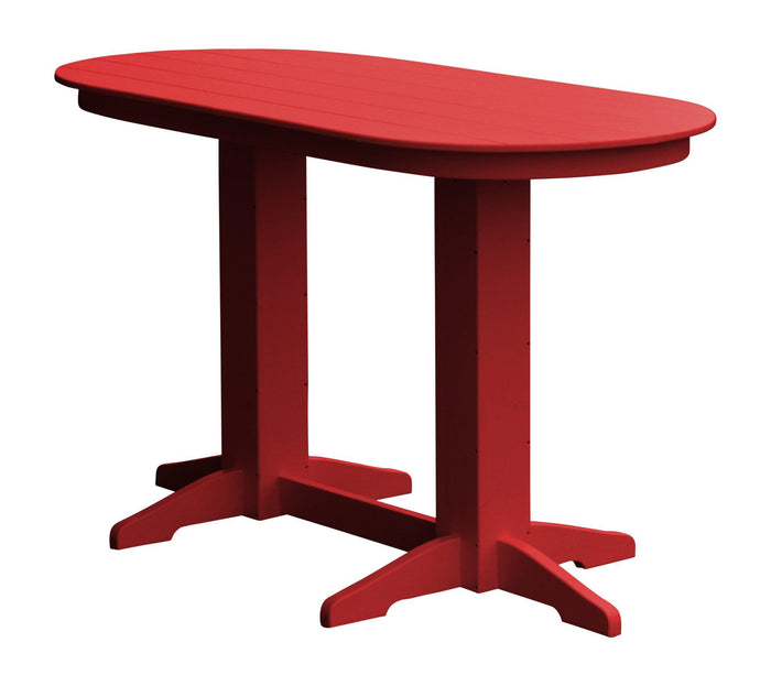 A&L Furniture Recycled Plastic 6' Oval Bar Table - Bright Red