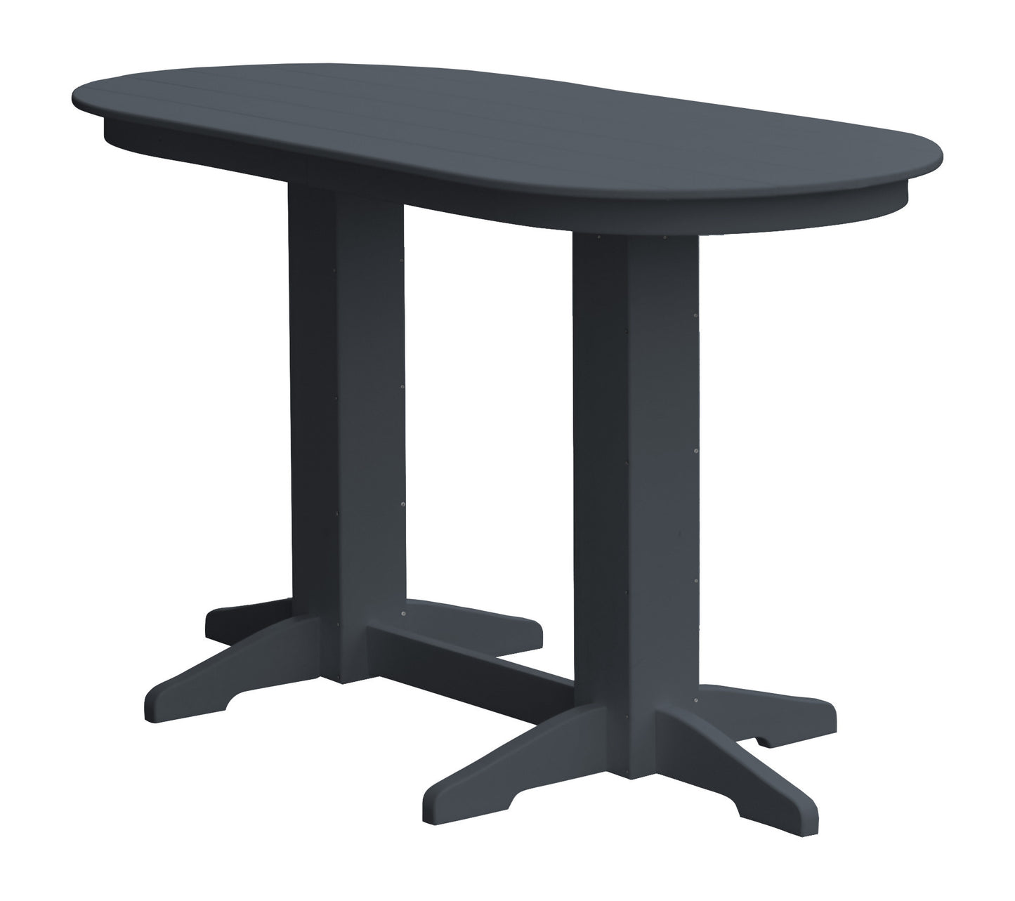 A&L Furniture Recycled Plastic 6' Oval Bar Table - Dark Gray