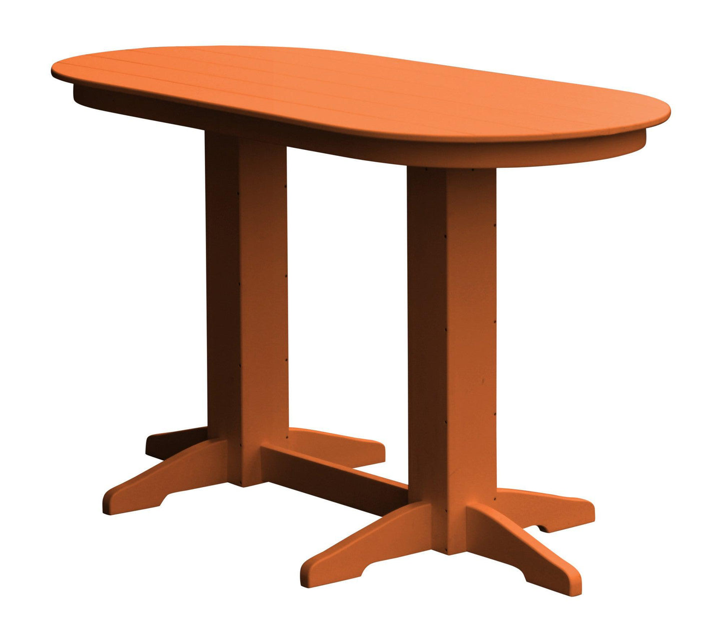 A&L Furniture Recycled Plastic 6' Oval Bar Table - Orange