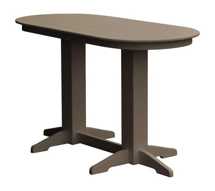 A&L Furniture Recycled Plastic 6' Oval Bar Table - Weatheredwood