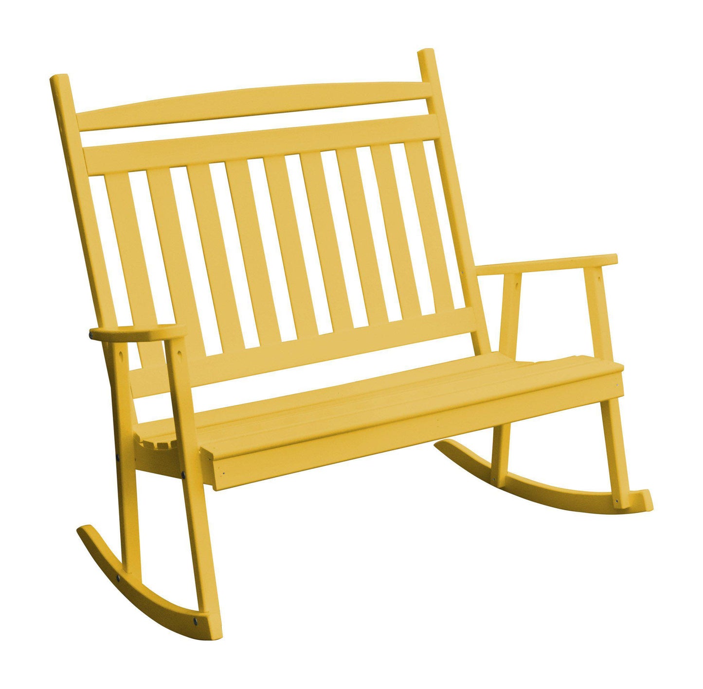 A&L FURNITURE CO. Yellow Pine Double Classic Porch Rocking Chair - LEAD TIME TO SHIP 10 BUSINESS DAYS