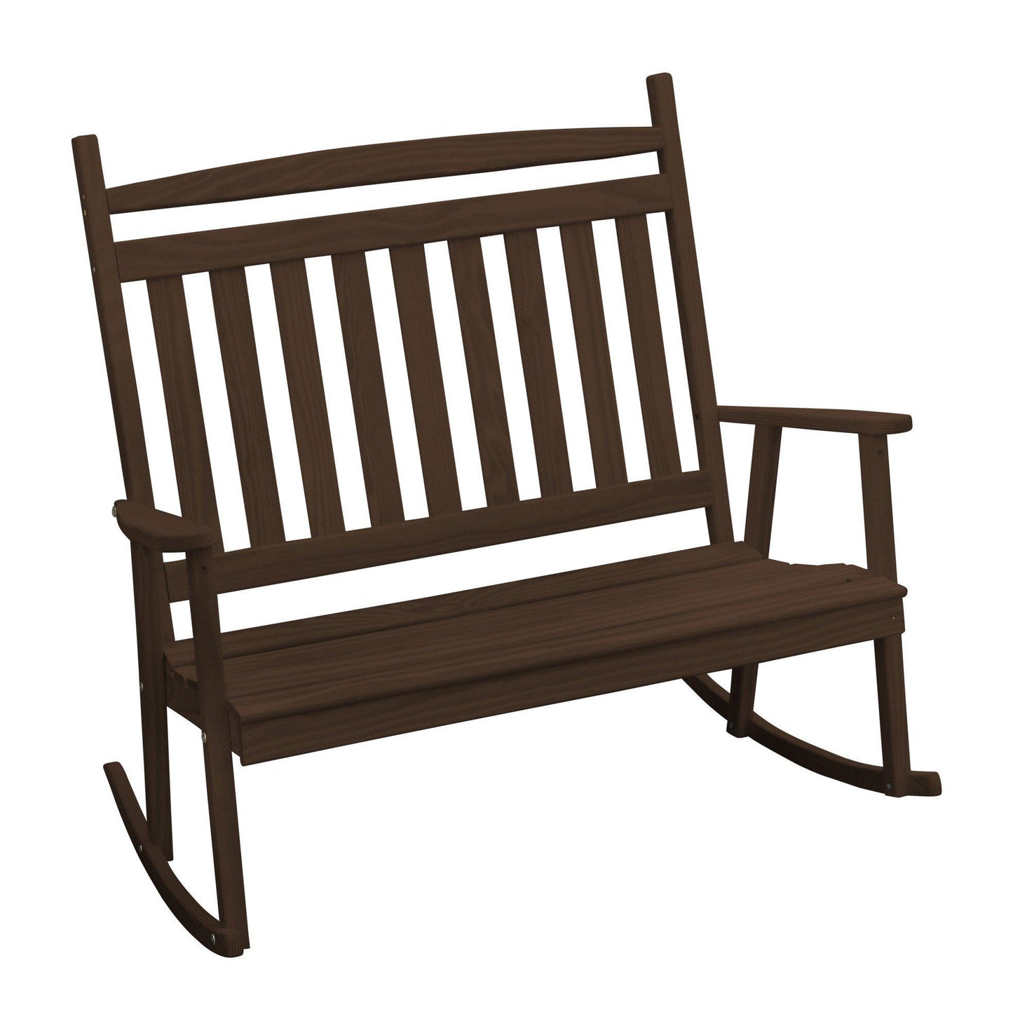 A&L FURNITURE CO. Yellow Pine Double Classic Porch Rocking Chair - LEAD TIME TO SHIP 10 BUSINESS DAYS