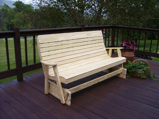 A&L Furniture Co. Pressure Treated Pine 6' Highback Glider - LEAD TIME TO SHIP 10 BUSINESS DAYS