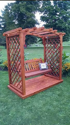 A&L FurnitureE Co. Western Red Cedar 6' Jamesport Arbor w/ Deck & Swing - LEAD TIME TO SHIP 4 WEEKS OR LESS