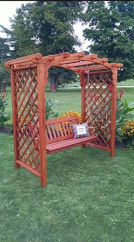 A&L Furniture Co. Western Red Cedar 5' Jamesport Arbor & Swing - LEAD TIME TO SHIP 4 WEEKS OR LESS