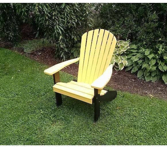 A & L Furniture Co. Amish Made Poly Fanback Adirondack Chair w/Black Frame  - Ships FREE in 5-7 Business days - Rocking Furniture