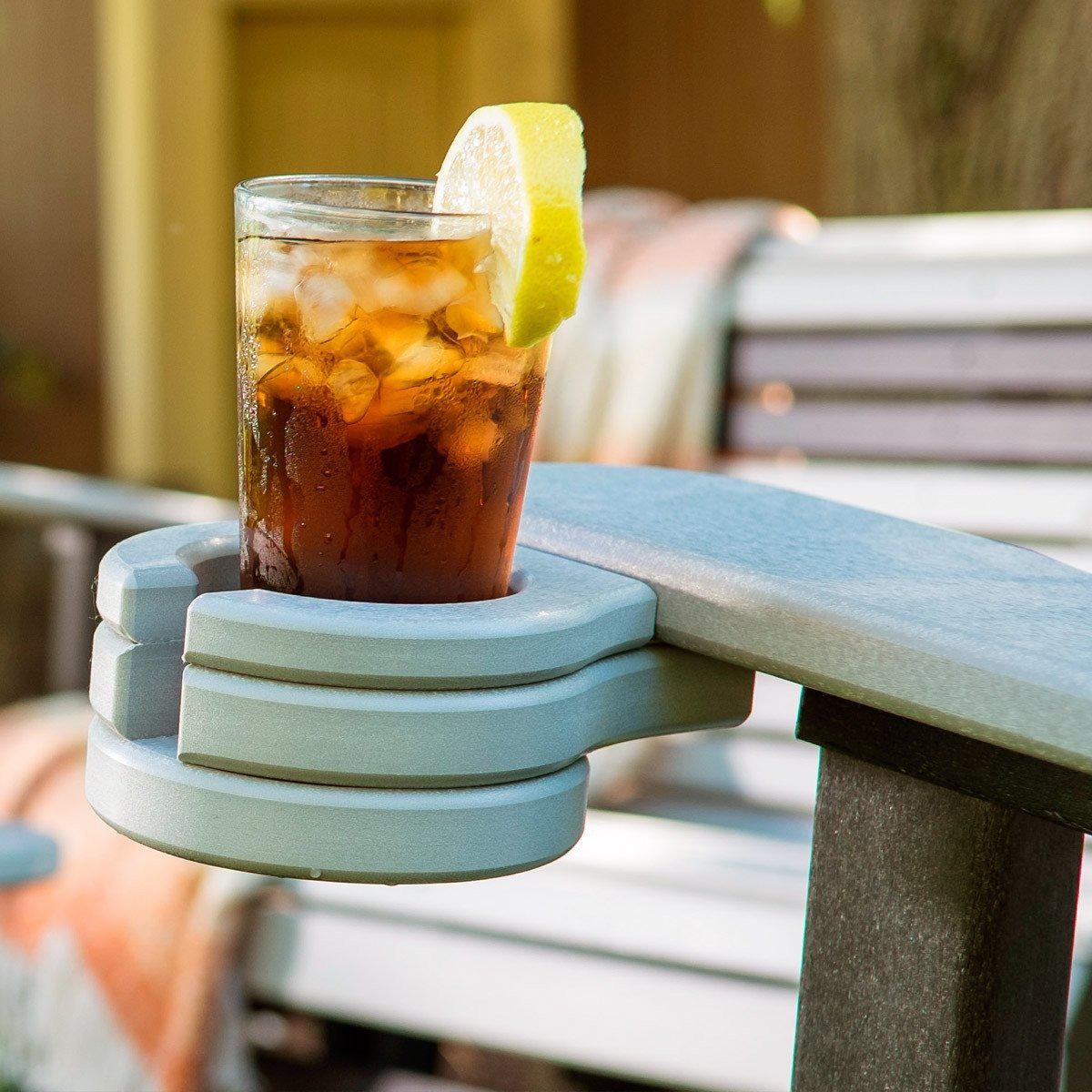 LuxCraft Recycled Plastic Porch Swing Adirondack Stationary Cup Holder - Rocking Furniture