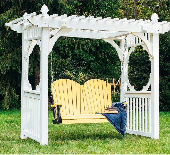 LuxCraft Adirondack 4ft. Recycled Plastic Porch Swing with Luxcraft Pergola Swing Stand