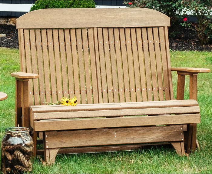 LuxCraft Classic Highback 4ft. Recycled Plastic Patio Glider Antique Mahogany
