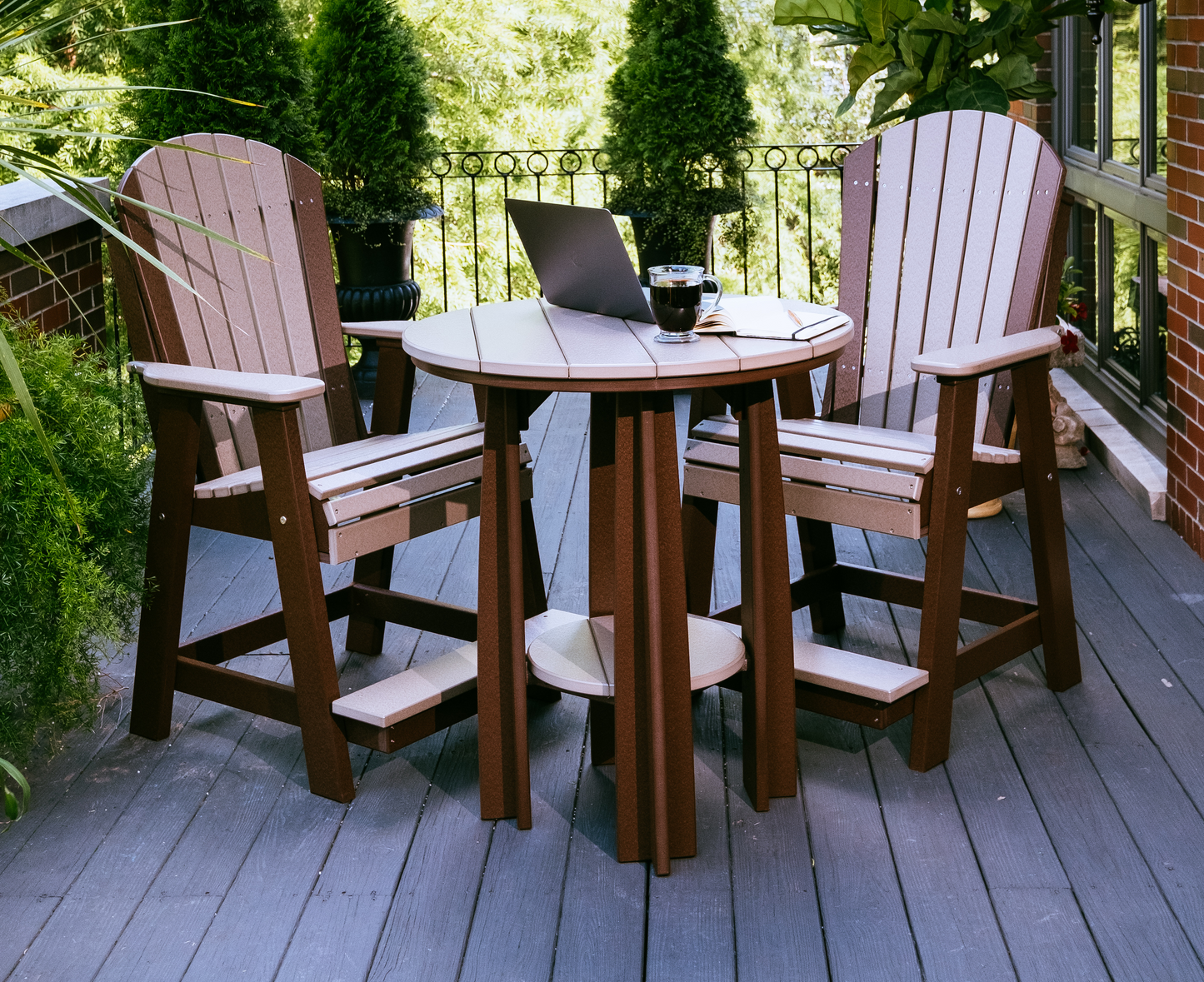 LuxCraft Recycled Plastic Counter Height Adirondack Balcony Table Set  - LEAD TIME TO SHIP 10 to 12 BUSINESS DAYS