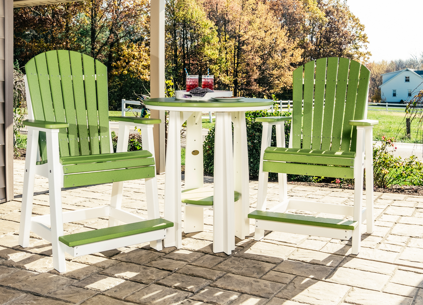 LuxCraft Recycled Plastic Counter Height Adirondack Balcony Table Set  - LEAD TIME TO SHIP 7 BUSINESS DAYS OR LESS