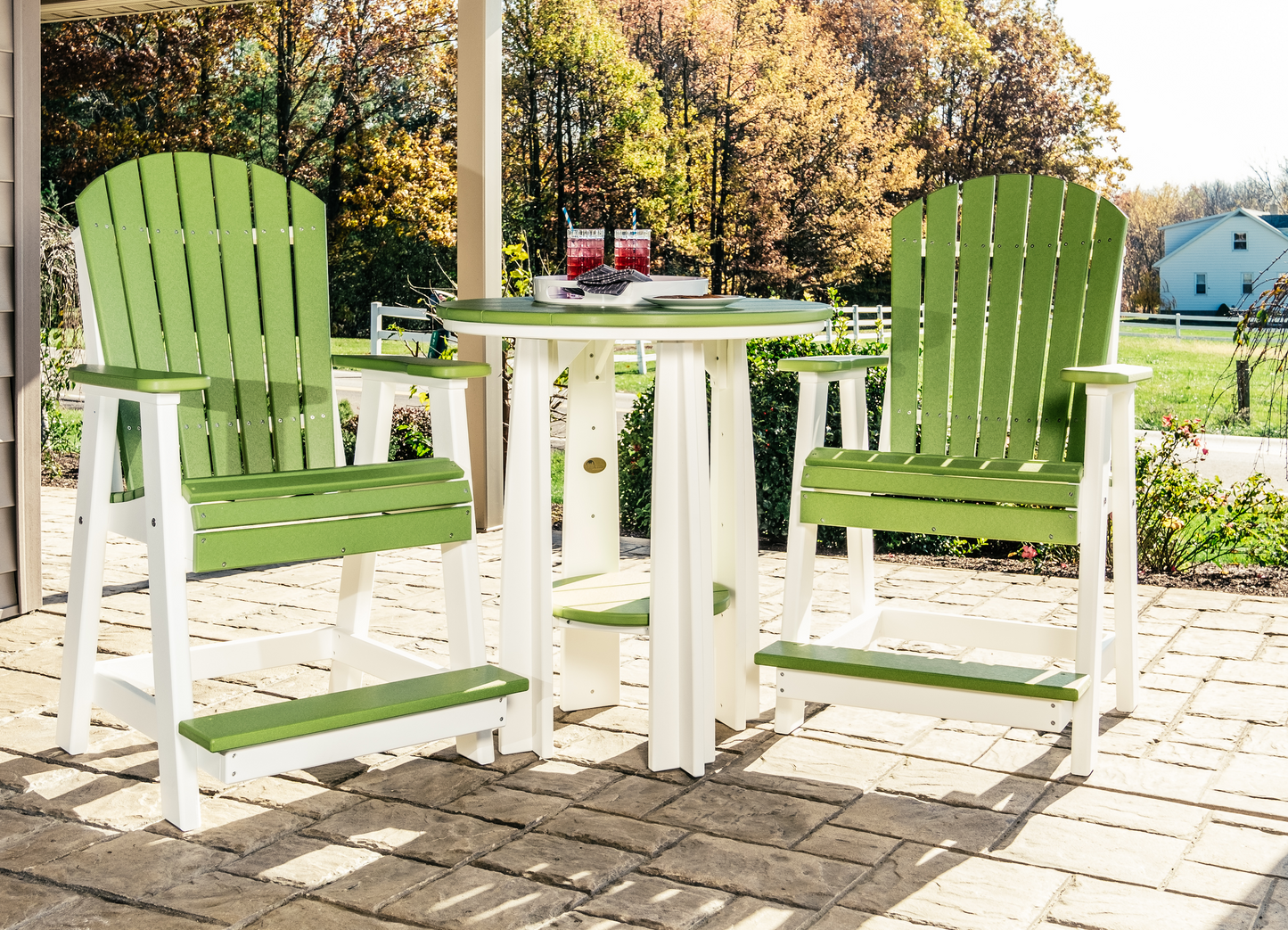 LuxCraft Recycled Plastic Counter Height Adirondack Balcony Table Set  - LEAD TIME TO SHIP 10 to 12 BUSINESS DAYS