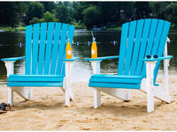 luxcraft recycled plastic deluxe adirondack chair aruba blue on white