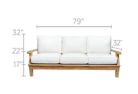 Royal Teak Collection Outdoor Miami Deep Seating 3 Seater Sofa - SHIPS WITHIN 1 TO 2 BUSINESS DAYS