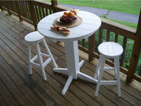 A&L Furniture Recycled Plastic 3 Piece Bar Set with 33" Round Table - White