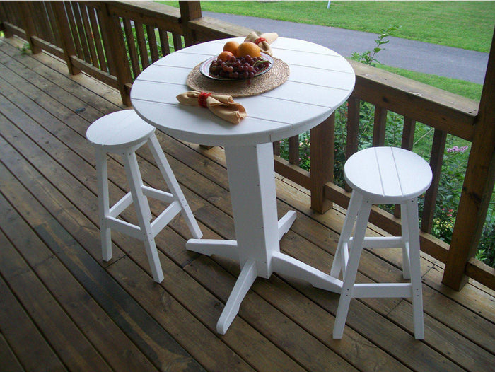 A&L Furniture Recycled Plastic 3 Piece Bar Set with 33" Round Table - White