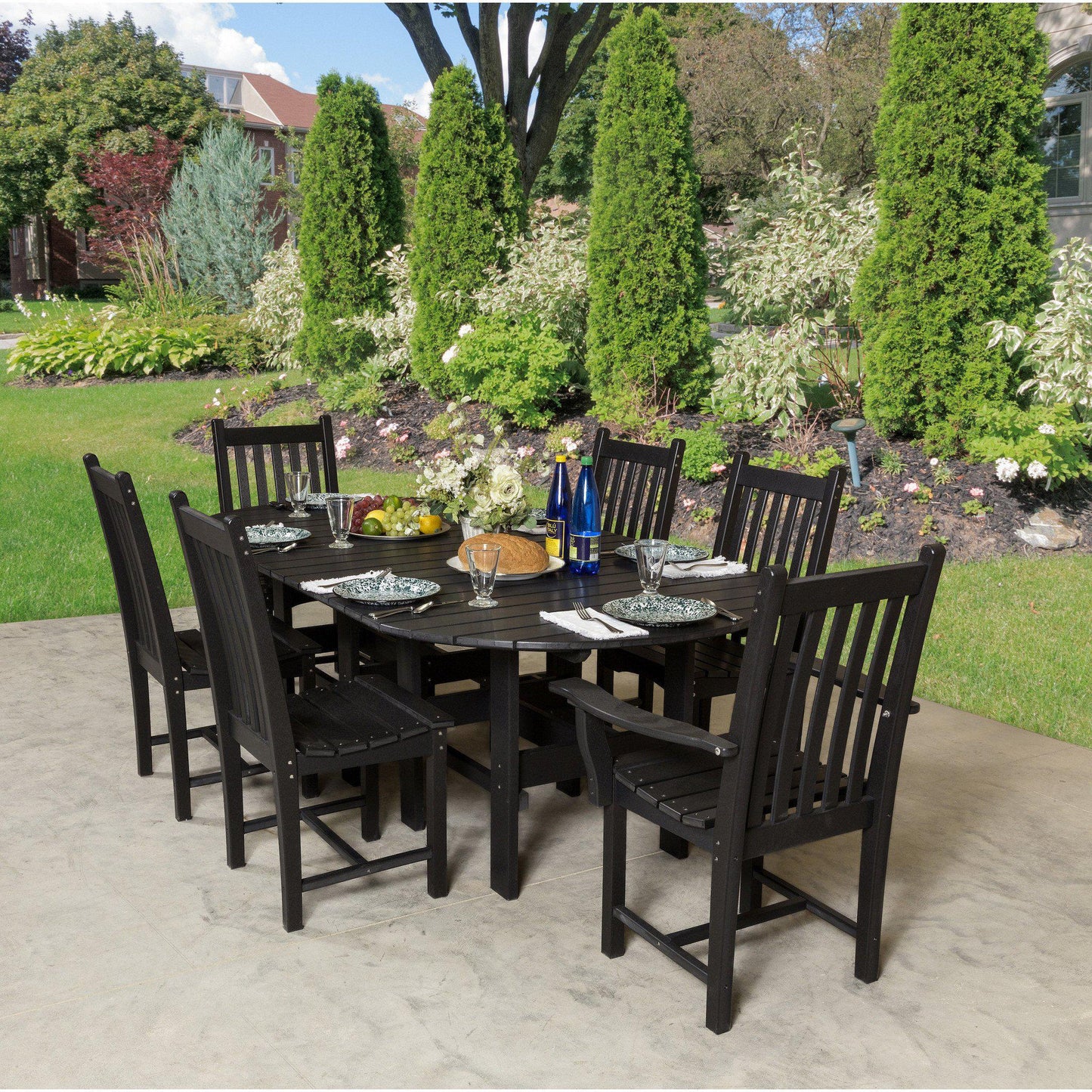 Outdoor Dining Set - Wildridge Recycled Plastic Classic 44x84 Table W/ 6 Side Chairs