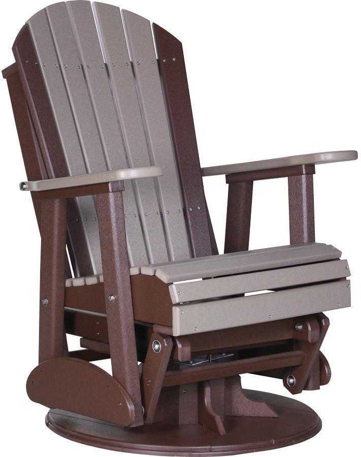luxcraft weatherwood on chestnut brown plastic poly glider chair 