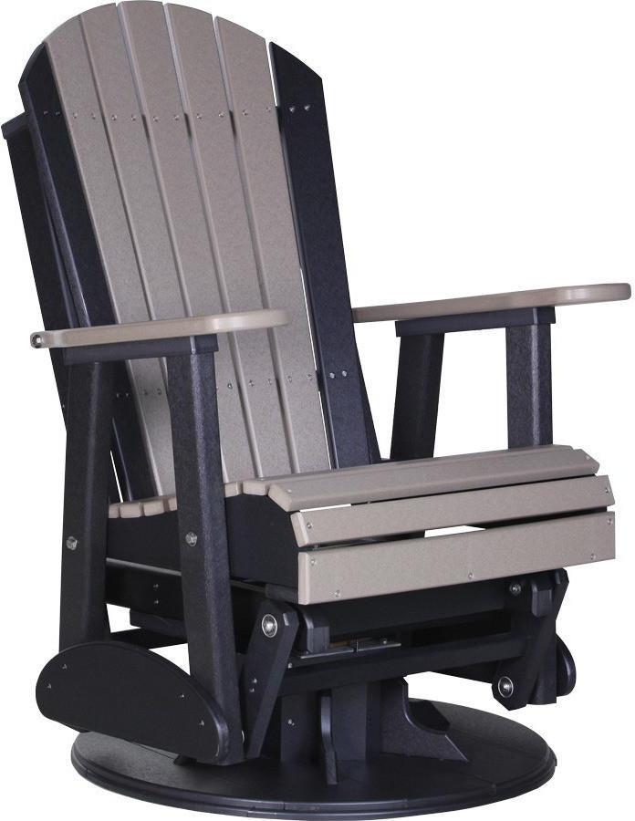 luxcraft weather wood on black plastic poly glider chair