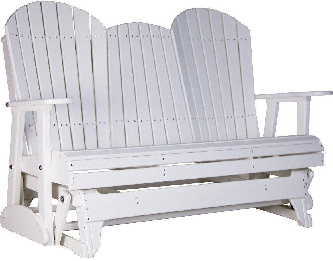 LuxCraft Recycled Plastic 5' Adirondack Glider Chair With Flip Down Center Console - Rocking Furniture