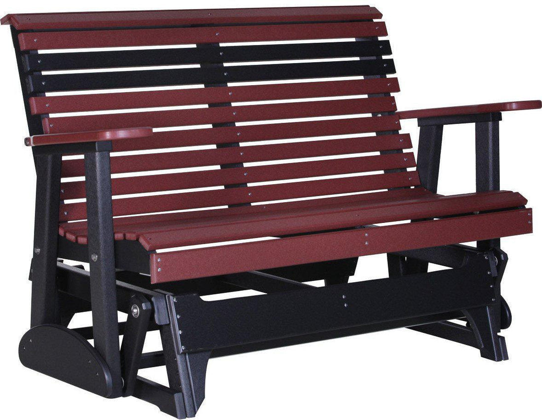 4' Patio Glider Loveseat Plastic Outdoor Glider Bench Rocking Furniture