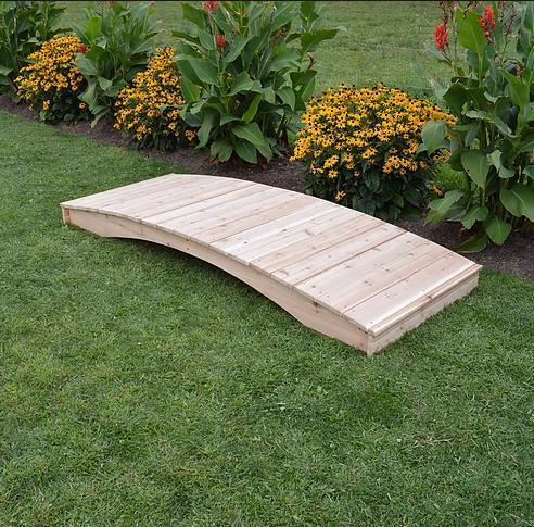 A & L Furniture Co. Western Red Cedar 4' x 10' Plank Garden Bridge - LEAD TIME TO SHIP 4 WEEKS OR LESS