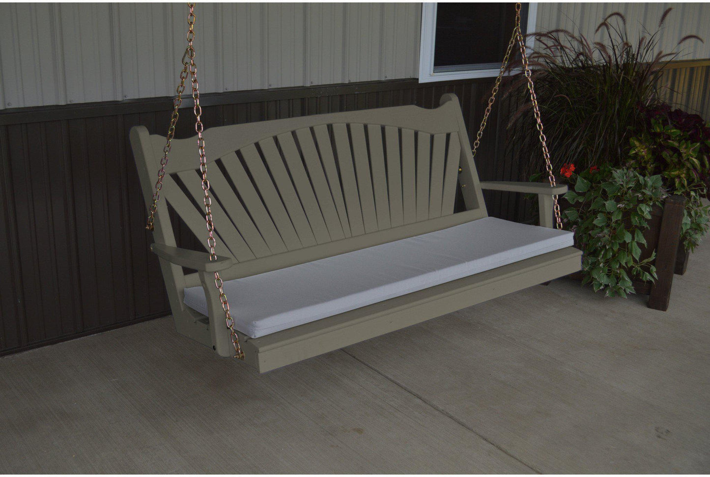 A & L Furniture Fanback Yellow Pine Fan 6ft Porch Swing  - Ships FREE in 5-7 Business days - Rocking Furniture